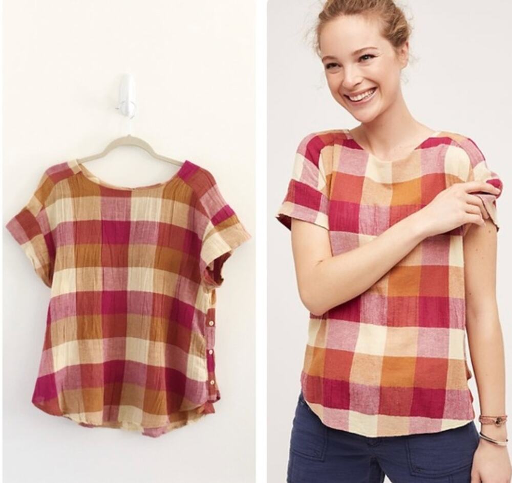 Anthropologie Isabella Sinclair Check Top Xsmall